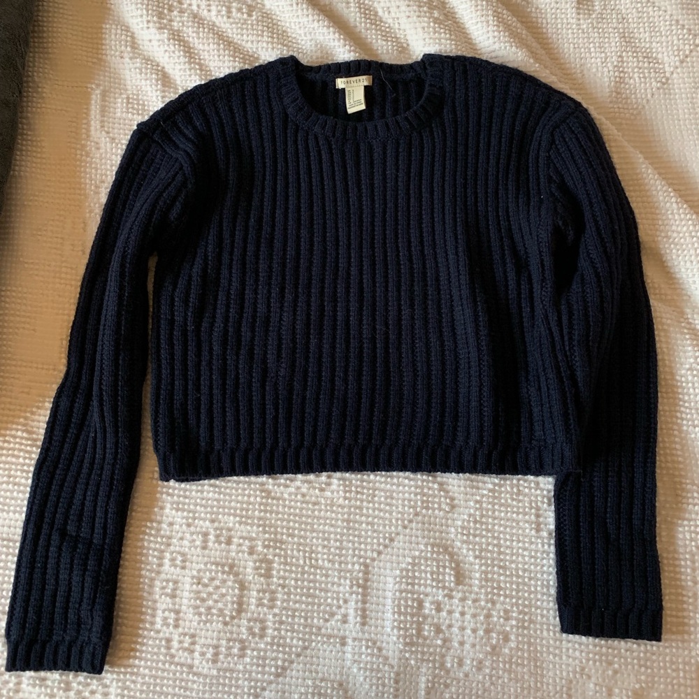 Forever 21 Ribbed Crop Crewneck Sweater